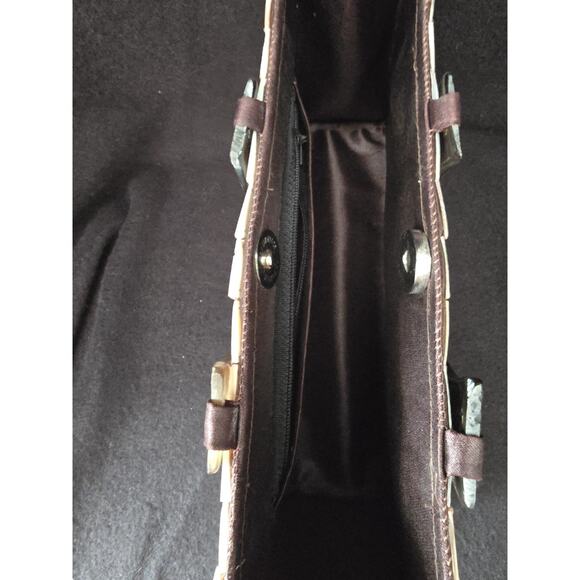 Craft Link Mother Of Pearl Tortoise Shell Handles Evening Bag 5.5" X 8.5" - Picture 5 of 8